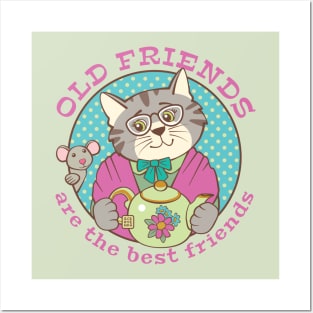 Old Friends are the Best Friends Cat and Mouse Posters and Art